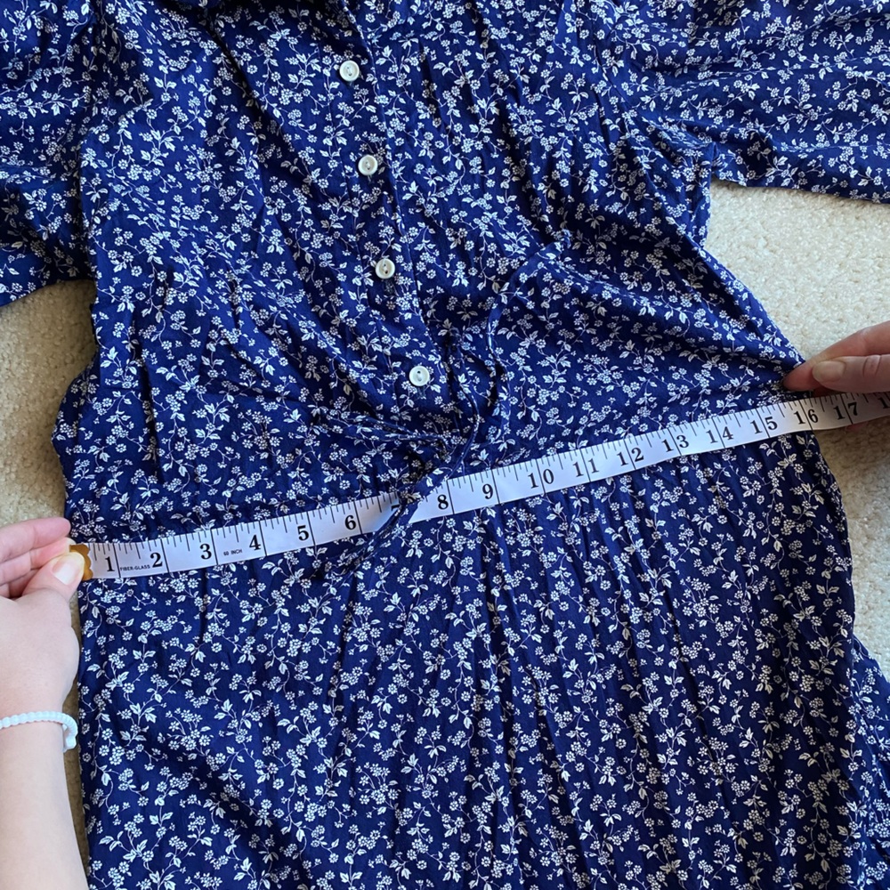 Vintage prairie cottage core dress floral blue white flowers size small … - Picture 8 of 10